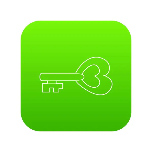 Llave al icono del corazón vector verde — Vector de stock