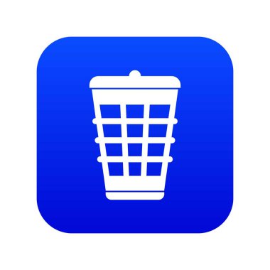 Çöp can simgesi dijital mavi beyaz vektör illüstrasyon izole herhangi bir tasarım için