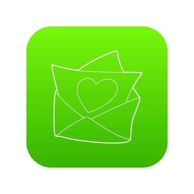 Aşk mektubu yeşil simge vektör