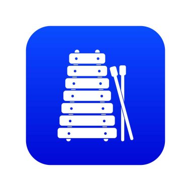 Ksilofon ve sopa simgesi dijital mavi