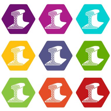 Demiryolu simgeler bölümünde 9 vektör ayarla