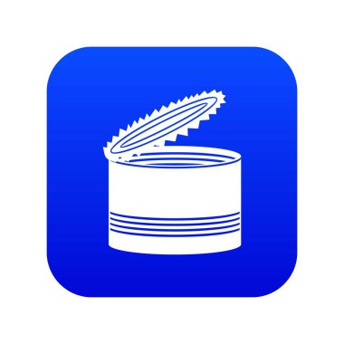 Açık teneke kutu simgesi dijital mavi