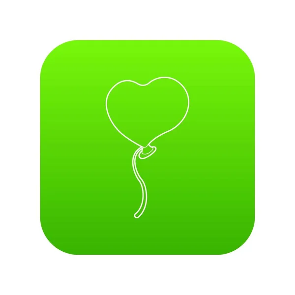 Balon kalp yeşil simge vektör — Stok Vektör