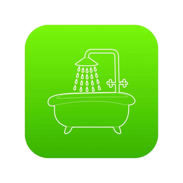 風呂シャワー緑のアイコン ベクトル — ストックベクタ