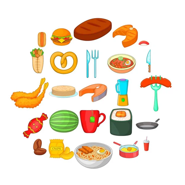 Conjunto de iconos de comida rara, estilo de dibujos animados — Archivo Imágenes Vectoriales