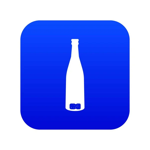 Ikon botol anggur kosong biru digital - Stok Vektor