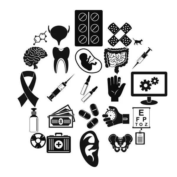 Diagnosis of body icons set, simple style — Stock Vector