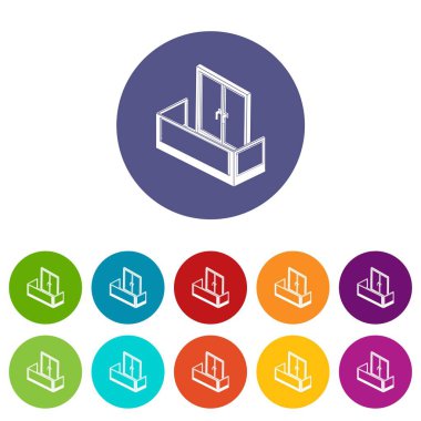 Cam balkon simgeler vektör renk ayarla