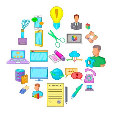 Yerleşim Icons set, karikatür tarzı