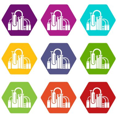 9 vektör kimyasal ekipman Icons set