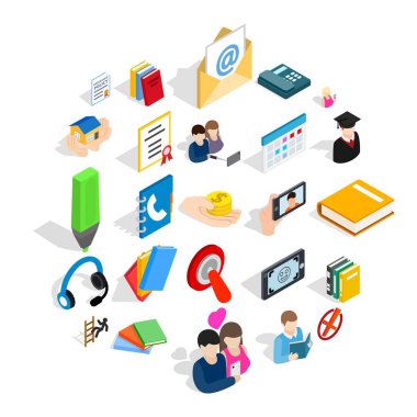 Sohbet Icons set, izometrik stili