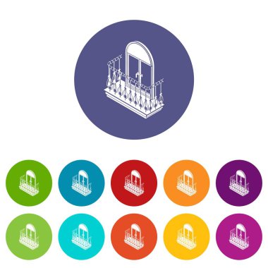 Metal balkon simgeler kümesi vektör renk