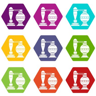 Kimyasal kurulum simgeleri 9 vektör ayarlayın