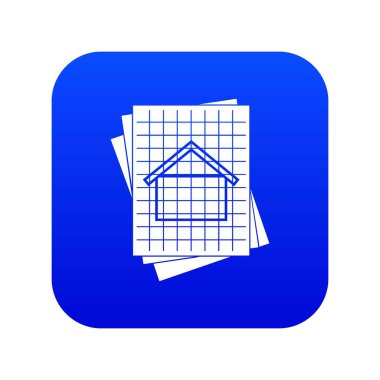 Ev planı simge dijital mavi