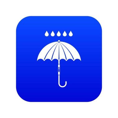 Şemsiye ve yağmur damla simgesi dijital mavi