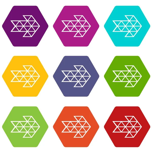 Iconos de flecha triángulo blanco conjunto 9 vector — Vector de stock