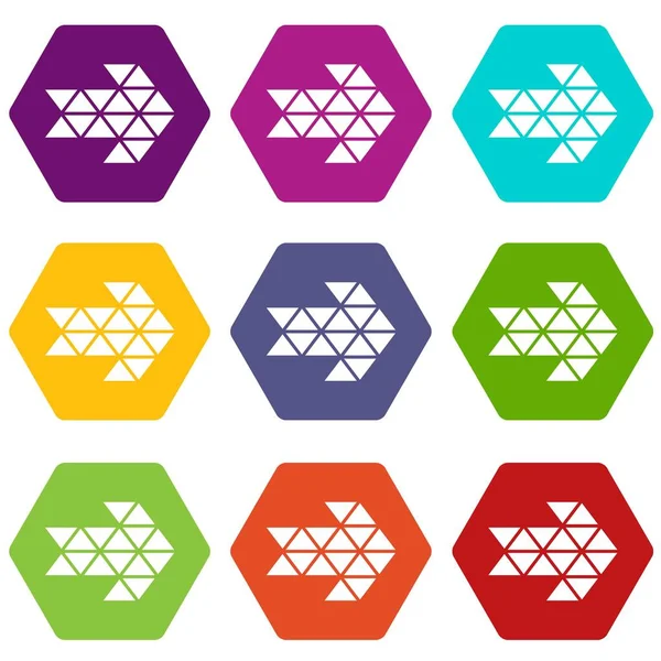 Siyah üçgen ok simgelerini 9 vektör ayarla