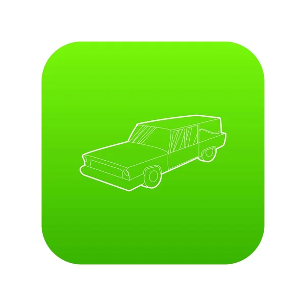Icono del coche fúnebre vector verde — Vector de stock