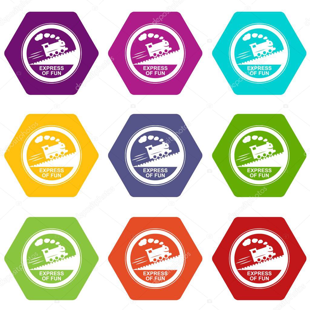 Train journey sign icons set 9 vector