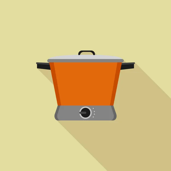 Orange långsam spis ikon, platt stil — Stock vektor