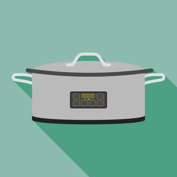 Metal cooker icon, flat style — Stock Vector