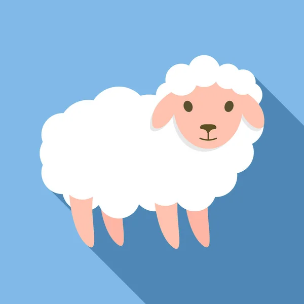 Cute sheep icon, flat style — Stock Vector