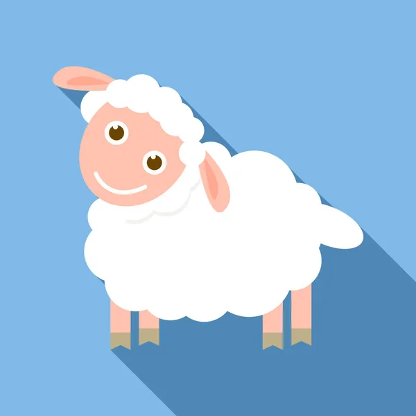 Happy sheep icon, flat style — Stock Vector