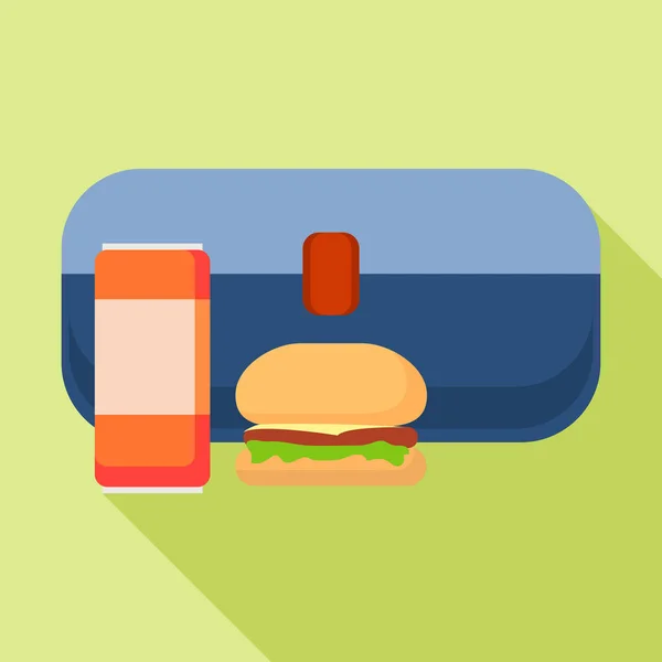 Blue Burger Lunchbox Symbol, flacher Stil — Stockvektor