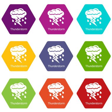 9 vektör fırtına Icons set