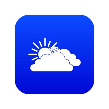 Güneş ve bulut simgesi dijital mavi