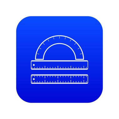 Cetvel ve iletki simgesi dijital mavi