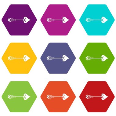 Vintage ok, 9 vektör tasarım öğesi Icons set