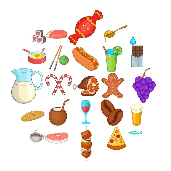 Conjunto de ícones de utensílios de mesa, estilo cartoon — Vetor de Stock
