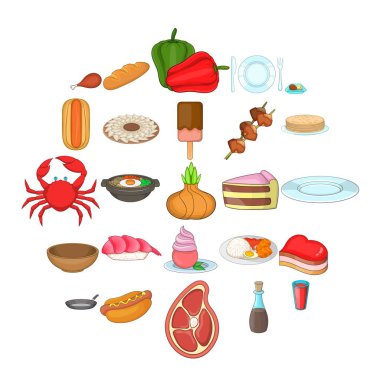 Çanak çömlek Icons set, karikatür tarzı