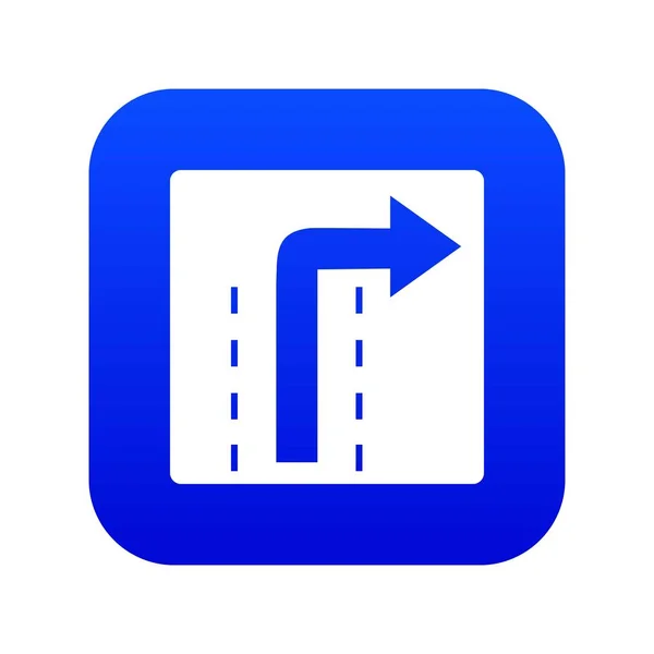 Turn sağ trafik işareti simgesi dijital mavi — Stok Vektör