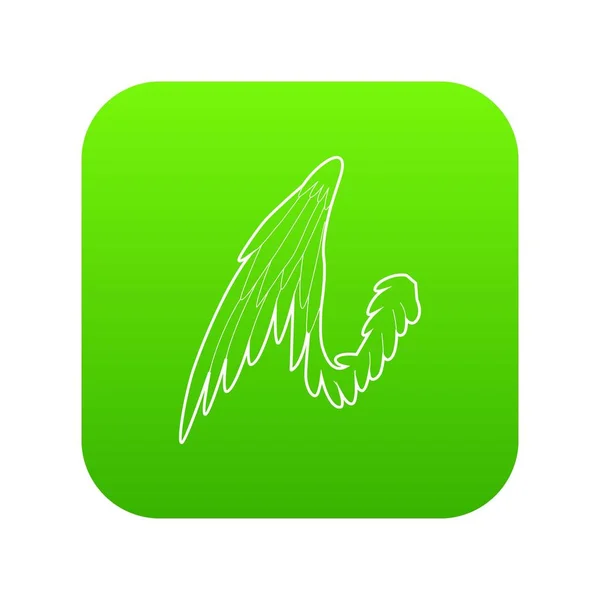 Ala de ave icono vector verde — Vector de stock