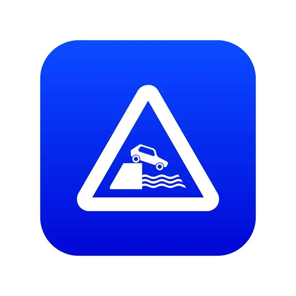 Ícone sinal de tráfego Riverbank azul digital —  Vetores de Stock