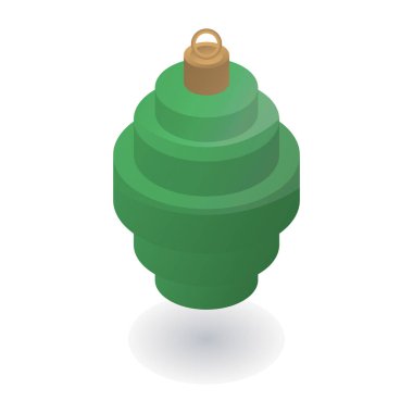 Yeşil xmas ağacı oyuncak simge, izometrik stili