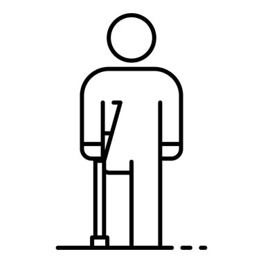 Man invalid amputated leg icon, outline style clipart