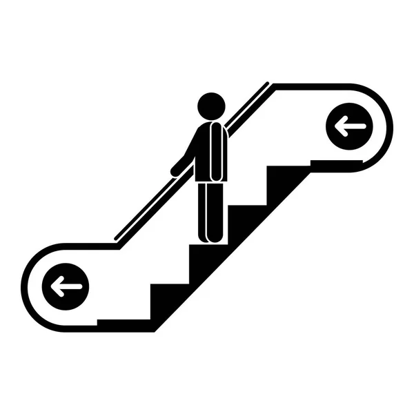 Mann Rolltreppe nach unten bewegen Symbol, einfachen Stil — Stockvektor