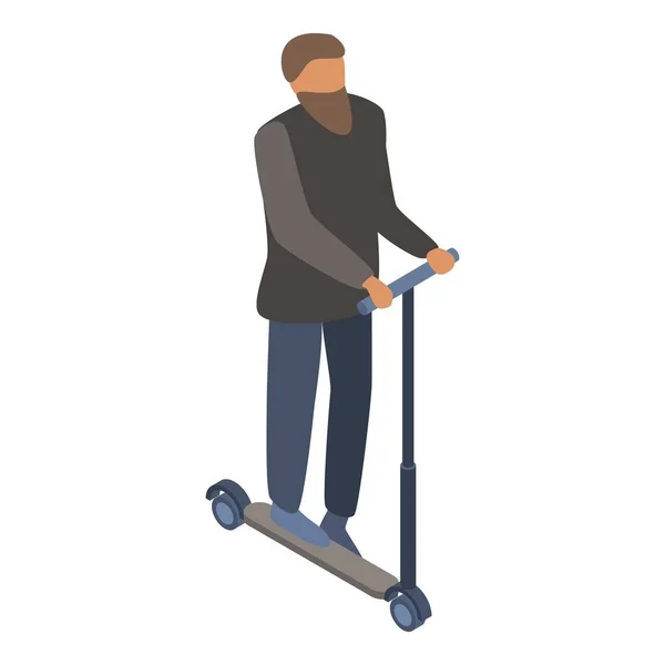 Hipster homme sur scooter icône, style isométrique — Image vectorielle