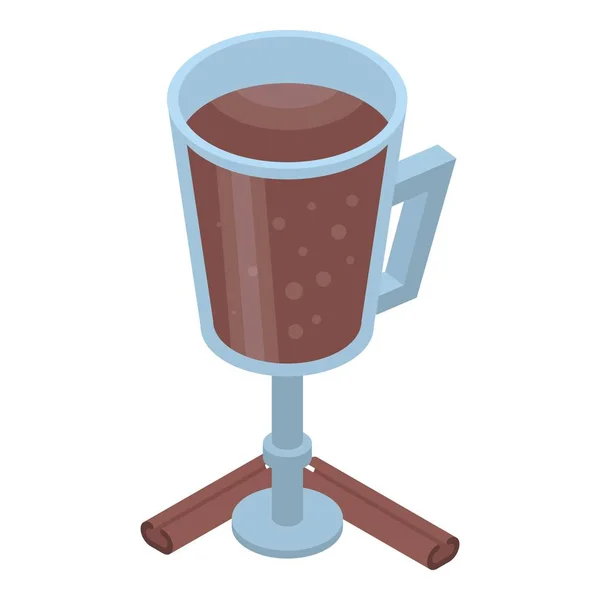 Icono de vidrio de vino caliente, estilo isométrico — Vector de stock