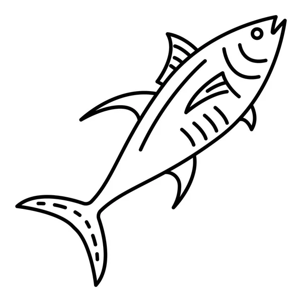 Thon marin icône du poisson, style contour — Image vectorielle