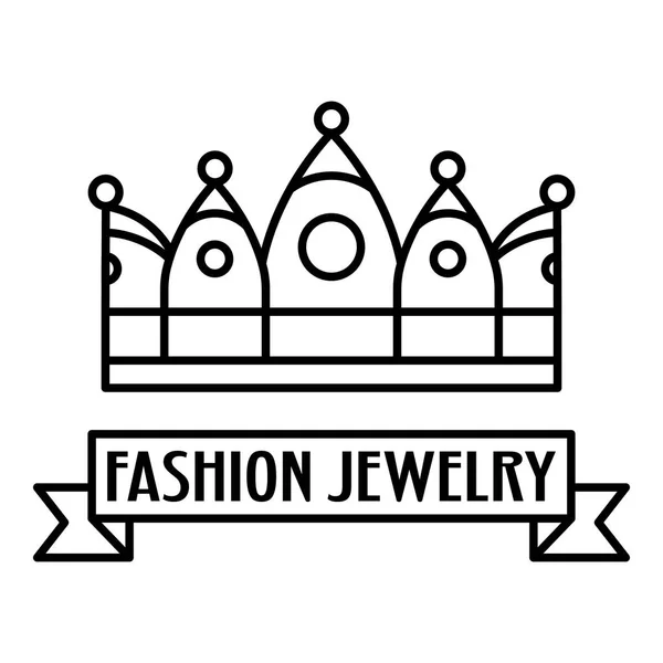 Mode kroon juwelen logo, Kaderstijl — Stockvector