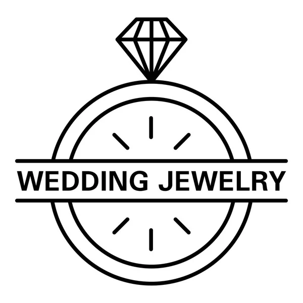 Logo de joyería de boda, estilo de esquema — Vector de stock