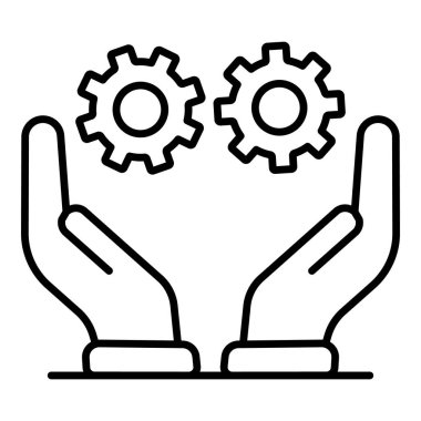 Dişli çark dişi şirkette eller simgesini, anahat stili