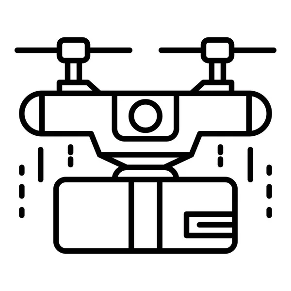 Delivery box drone icon, outline style — Stock Vector