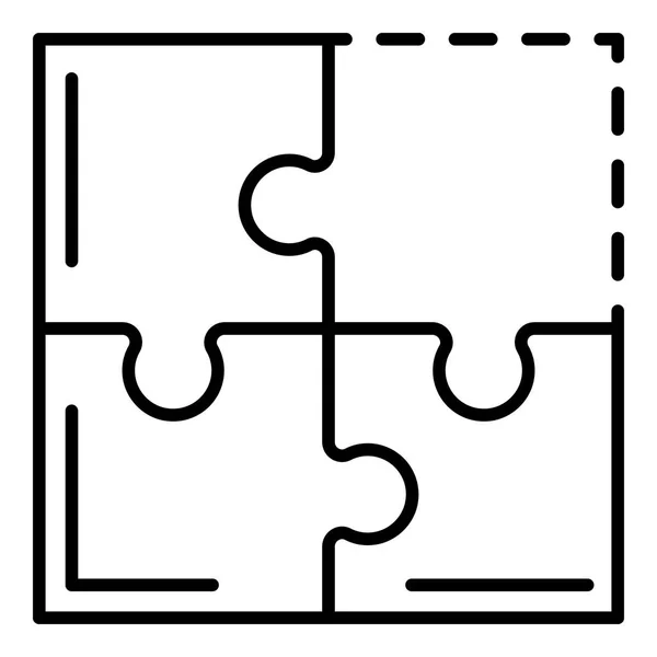 チームワークのパズルのアイコン、アウトラインのスタイル — ストックベクタ