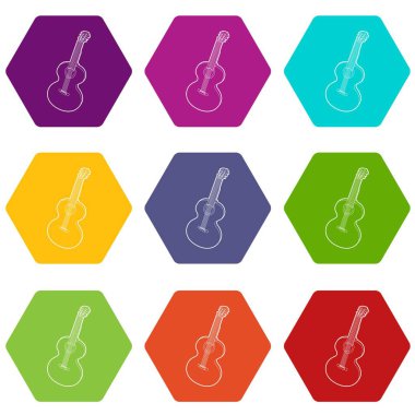9 vektör gitar Icons set