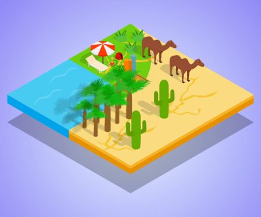 Oasis kavramı afiş, izometrik stili